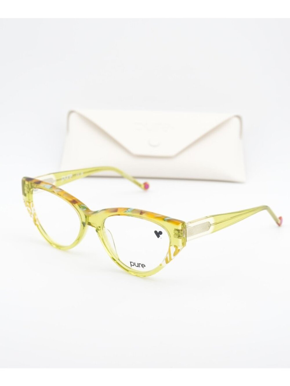 Pure P-7011 324 Cat Eye Eyeglasses 54mm – Transparent Lime